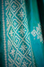 Deep Teal/ Kathhia Stitch Saree with Ivory Geometric Motifs