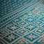 Deep Teal/ Kathhia Stitch Saree with Ivory Geometric Motifs