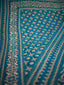 Deep Teal/ Kathhia Stitch Saree with Ivory Geometric Motifs
