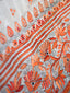 Ivory Radiance, Tassar Silk Kantha Saree with Terracotta and Black Folk Motifs