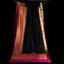 Deep Black Kora Banarasi Silk Saree with Pink-Gold Zari Border