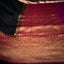 Deep Black Kora Banarasi Silk Saree with Pink-Gold Zari Border