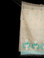 Ivory Jamdaani Saree with Aqua Blue and White Floral Motifs