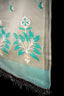 Ivory Jamdaani Saree with Aqua Blue and White Floral Motifs