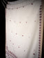 Ivory Pure Cotton Jamdaani Saree with Red Motifs and Beige Border