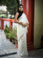 Ivory Jamdaani Saree with Grey Motifs and Striped Pallu