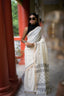 Ivory Jamdaani Saree with Grey Motifs and Striped Pallu
