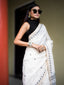 Ivory Jamdaani Saree with Grey Motifs and Striped Pallu