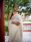 Ivory Pure Cotton Jamdaani Saree with Red Motifs and Beige Border
