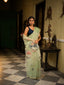 Whispers of Sage, Pure Muslin Jamdaani Saree