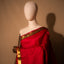 Scarlet Red Kanchipuram Silk Saree with Gold Zari Stripes