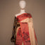 Crimson Petals on Beige Dreams, Soft and Pure Cotton Saree