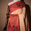 Crimson Petals on Beige Dreams, Soft and Pure Cotton Saree