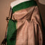 Taupe South Silk Saree with Emerald Green Border and Antique Gold Zari