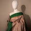 Taupe South Silk Saree with Emerald Green Border and Antique Gold Zari