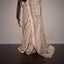 Ivory Elegance – Handcrafted Kanthha Stitched Tussar Silk Saree with Maroon Threadwork