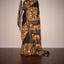 Black Kanthha Stitch Saree with Mustard Embroidery Motifs
