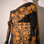 Black Kanthha Stitch Saree with Mustard Embroidery Motifs