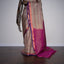 Light Grey Kanjivaram South Silk Saree with Pink-Gold Border
