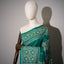 Deep Teal/ Kathhia Stitch Saree with Ivory Geometric Motifs