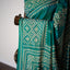 Deep Teal/ Kathhia Stitch Saree with Ivory Geometric Motifs