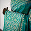 Deep Teal/ Kathhia Stitch Saree with Ivory Geometric Motifs