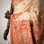 Ivory Radiance, Tassar Silk Kantha Saree with Terracotta and Black Folk Motifs