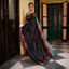 Charcoal Bishnupuri Silk Saree with Red Leaf Hand Block Print