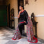 Black Hand Block Printed 4ply Bishnupuri Silk Saree with Floral Motifs