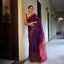 Dark Purple and Rani Pink Matka Jamdaani Saree