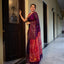 Dark Purple and Rani Pink Matka Jamdaani Saree