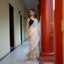 Beige pure Tassar Jamdaani Saree with White Vine and Aqua and Blue Motifs