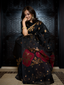 Flame in the Dark, Pure Muslin Black, Gold and Red Jamdaani Saree