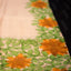 Ivory Bishnupur silk saree with hand painted yellow sunflower and green leaves