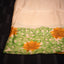 Ivory Bishnupur silk saree with hand painted yellow sunflower and green leaves