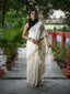 Ivory Jamdaani Saree with Grey Motifs and Striped Pallu