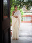 Ivory Pure Cotton Jamdaani Saree with Red Motifs and Beige Border