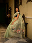 Whispers of Sage, Pure Muslin Jamdaani Saree