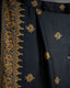 Noir Mustard Bloom, Handcrafted Black Kanthha Saree with Mustard & White Detailing