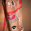 Beige Pure Tassar Kantha Saree with Multicolor Abstract Faces