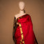 Scarlet Red Kanchipuram Silk Saree with Gold Zari Stripes
