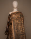 Beige-Brown Heritage, Kantha Embroidered Silk Saree