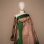 Taupe South Silk Saree with Emerald Green Border and Antique Gold Zari