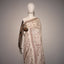 Ivory Elegance – Handcrafted Kanthha Stitched Tussar Silk Saree with Maroon Threadwork