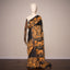 Black Kanthha Stitch Saree with Mustard Embroidery Motifs