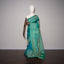 Deep Teal/ Kathhia Stitch Saree with Ivory Geometric Motifs
