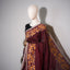 Kantha Vriksha Linen Saree – Deep Maroon with Mustard Kantha Embroidery