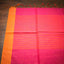Fuchsia Pink & Saffron Orange Border Pure Cotton Bengal Handloom Saree