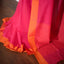 Fuchsia Pink & Saffron Orange Border Pure Cotton Bengal Handloom Saree