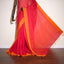 Hot Pink and Saffron Orange Border Pure Cotton Bengal Handloom Saree